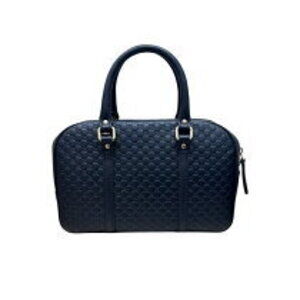 Gucci Guccissima Boston Bag Navy Blue Leather